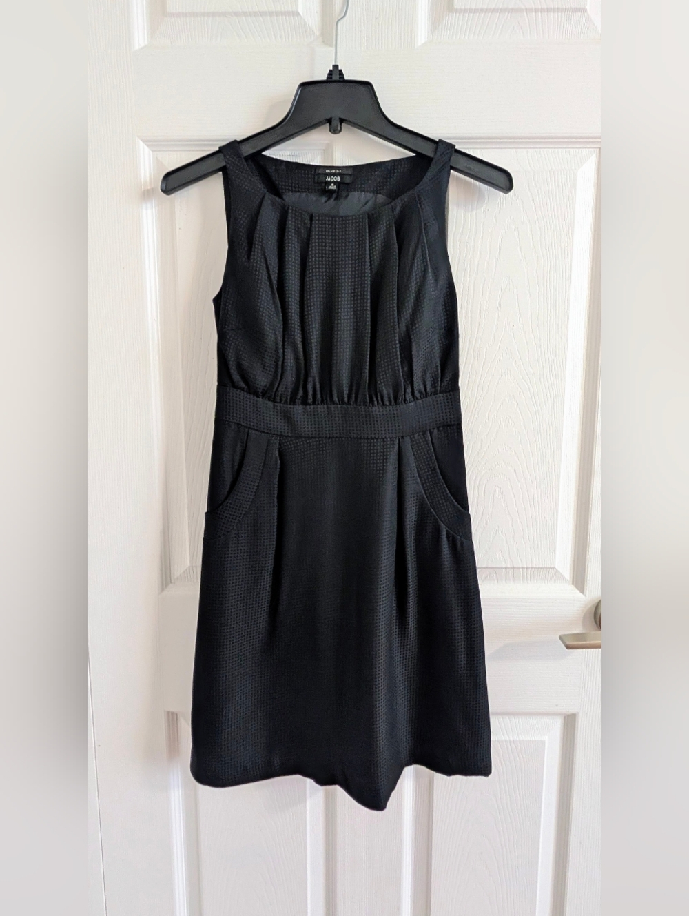 Jacob 100% Silk Black Jacquard Dress Minimalis Cocktailt Classic Elegant - 0